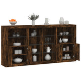 Sideboard with LED Lights Smoked Oak 202x37x100 cm 3209188