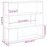 TV Cabinet Set Black Oak 100 x 24 x 94 cm Engineered Wood 862696