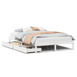 Bed Frame without Mattress White 150x200 cm King Size Solid Wood Pine 3301439