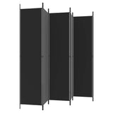 6-Panel Room Divider Black 300x220 cm Fabric 350209