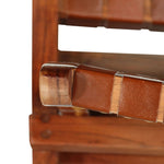 Folding Chair Crossed-Stripe Brown Real Leather 246365