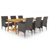 Garden Dining Set Brown Solid acacia wood Large Ergonomic 3095892