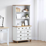 Hutch with Drawer ASKIM White 91 x 40 x 184 cm Solid Pine Wood 3334643