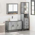 ZNTS 3 Piece Bathroom Furniture Set Grey Sonoma Engineered Wood 3301163
