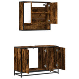 ZNTS 2 Piece Bathroom Furniture Set Smoked Oak Engineered Wood 3300922