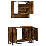 2 Piece Bathroom Furniture Set Smoked Oak Engineered Wood 3300922