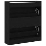 Shoe Cabinet Black Oak 80 x 21 x 87.5 cm Engineered Wood 862216
