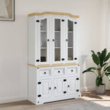Highboard Corona White 112x43x196 cm Solid Wood Mexican Pine 355086