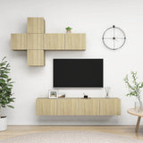 7 Piece TV Cabinet Set Sonoma Oak Engineered Wood 3079023