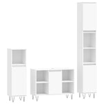 ZNTS 3 Piece Bathroom Furniture Set White Engineered Wood 3190299