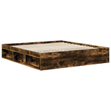 Bed Frame Smoked Oak 180 x 200 cm Solid Pine Wood 3410060