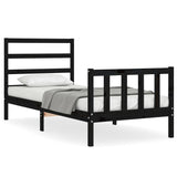 Bed Frame without Mattress Black Small Single Solid Wood Pine 3191870