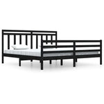 ZNTS \ Bed Frame without Mattress Black 200x200 cm Solid Wood 3105339