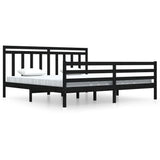 ZNTS \ Bed Frame without Mattress Black 200x200 cm Solid Wood 3105339