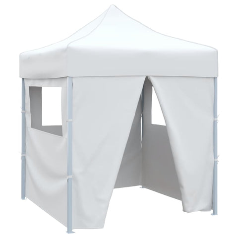 ZNTS Professional Folding Party Tent with 4 Sidewalls 2x2 m Steel White 48888