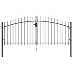 ZNTS Fence Gate Double Door with Spike Top Steel 3x1.25 m Black 146027