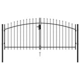 ZNTS Fence Gate Double Door with Spike Top Steel 3x1.25 m Black 146027