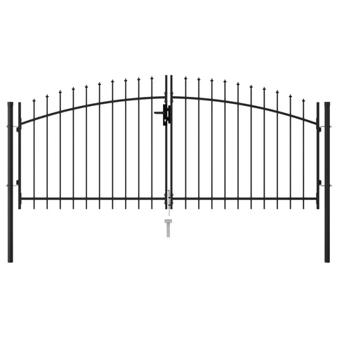 ZNTS Fence Gate Double Door with Spike Top Steel 3x1.25 m Black 146027