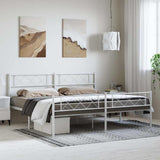 Metal Bed Frame without Mattress with Footboard White 183x213cm 372349