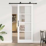 Sliding Door ORKDAL White 83 x 211 cm Solid Pine Wood and Glass 3332112