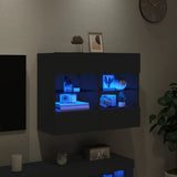 TV Wall Cabinet with LED Lights Black 78.5x30x60.5 cm 837100