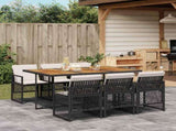 7 Piece Garden Dining Set with Cushions Black Poly Rattan 3210735