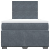Box Spring Bed with Mattress Dark Grey 120x200 cm Velvet 3290877