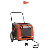 Pet Bike Trailer Orange and Grey Oxford Fabric and Iron 93900