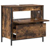 Bathroom Basin Cabinet with Drawers Smoked Oak 60x34.5x60 cm 861884