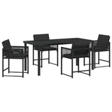 Garden Dining Set 5 pcs Black Poly Rattan 3380747