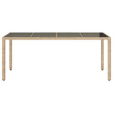 Garden Table with Glass Top Beige 190x90x75 cm Poly Rattan 365539