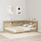 Bookcase Bed with Shelf Sonoma oak 140 x 200 cm Engineered Wood 3335730