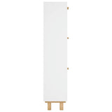 Shoe Cabinet White 52x25x115 cm Engineered Wood&Natural Rattan 345648
