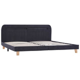 Bed Frame with LED without Mattress Dark Grey Fabric 150x200 cm King Size 281074