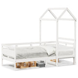 Day Bed with Roof without Mattress White 80x200 cm Solid Wood 3282291