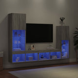 4 Piece TV Wall Units with LED Grey Sonoma Engineered Wood 3216659