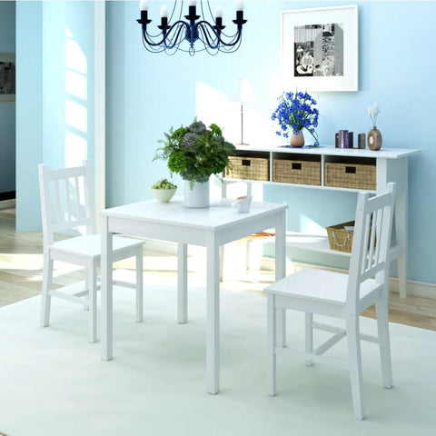 Three Piece Dining Set Pinewood White 242955