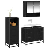 Bathroom Furniture Set 3 pcs Black Oak Engineered Wood 3402496