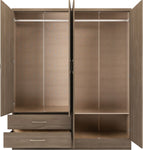 ZNTS Nevada 4 Door 2 Drawer Mirrored Wardrobe 100-101-117