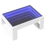 Coffee Table with Infinity LED White 70x53x30 cm 847630