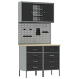 Work Cabinet Set 5 pcs Black Steel and Engineered Wood 3321422
