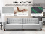 Modern Convertible Sofa Futon Velvet-Touch Tufted Couch Compact Loveseat with Adjustable Split Back, T3398P377957