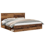 Bed Frame with Headboard Old Wood 200 x 200 cm Solid Pine Wood 3410972