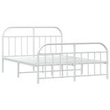 Bed Frame White Powder-Coated Steel Double Bed Frame 353703