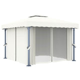 Gazebo with Curtain&LED String Lights 3x3 m Cream White 3070345