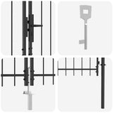 Double Gate with Lock Woerden Grey 400 x 174.5 cm Steel 42008856
