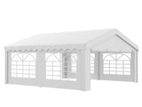 4m x 4m Marquee Party Tent, Heavy Duty Wedding Canopy with Sidewalls, Doors, Windows, Galvanised T3398P314774