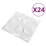 3D Wall Panels 24 pcs 50x50 cm Diamond White 6 m² 150911
