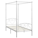 Bed Frame White Metal Single Durable Bed Frame Rectangular 284427