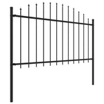 ZNTS Garden Fence with Spear Top Steel x11.9 m Black 277736